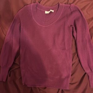 LOFT Size XSP Burgundy Knit Sweater